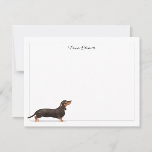 Zwarte Tan Dachshund Gray Border Persoonlijk Notitiekaartje (Voorkant)