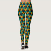 Zwarte Tan en Blauwgroen Driehoeken Leggings (Achterkant)