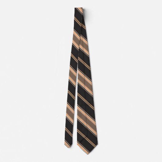 Zwarte, Tan- en Witte Stripe Necktie Stropdas (Achterkant)