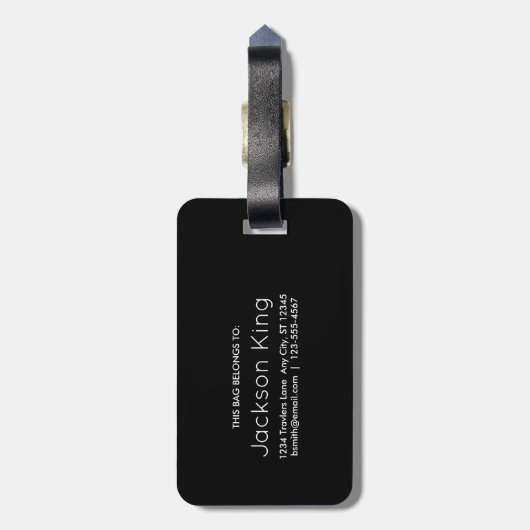 Zwarte & Tan het Monogram van de Plaid van Buffels Bagagelabel (Achterkant verticaal)