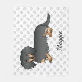 Zwarte & Tan Long Hair Dachshund Cartoon Dog & Nam Fleece Deken (Voorkant)
