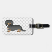 Zwarte & Tan Long Hair Dachshund Cartoon Dog & Tex Bagagelabel (Voorkant horizontaal)