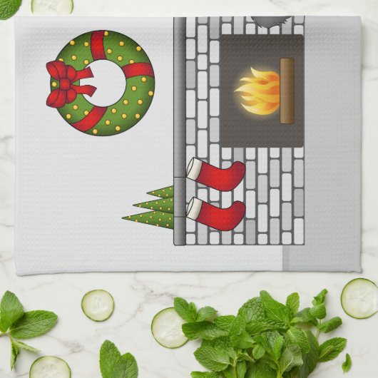 Zwarte & Tan Long Hair Dachshund - kerstruimte Theedoek (Gevouwen)