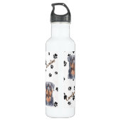 Zwarte Tan Rottweiler Dog Pawprint Waterfles (Achterkant)