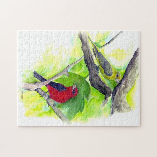  zwarte tanagers Koppelschilderingen Legpuzzel (Horizontaal)