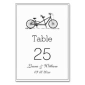 Zwarte Tandem Bike Trouwtafel Nummer Kaarten (Achterkant)