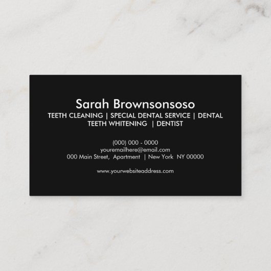 Zwarte tandheelkundige Teth Whitening Shade Guide Visitekaartje (Achterkant)