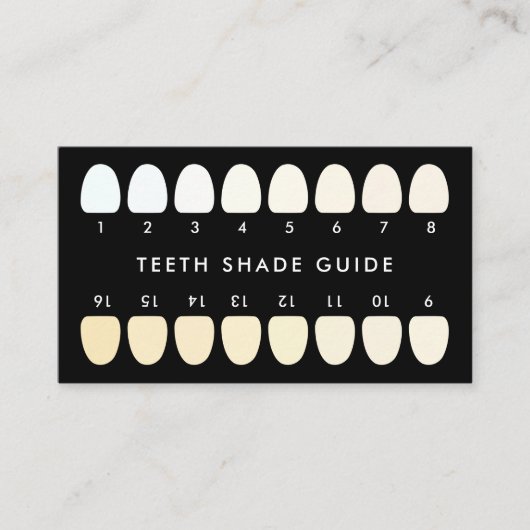 Zwarte tandheelkundige Teth Whitening Shade Guide Visitekaartje (Voorkant)
