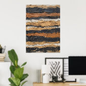 Zwarte Tannine Gestructureerde Streepposter Poster (Thuiskantoor)
