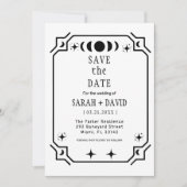 Zwarte tarot Goth save the date trouw uitnodiging (Voorkant)