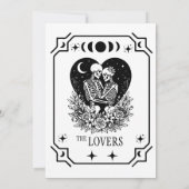 Zwarte tarot Goth save the date trouw uitnodiging (Achterkant)
