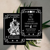 Zwarte tarot Goth save the date trouw uitnodiging