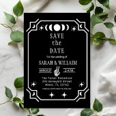 Zwarte tarot Goth save the date trouw uitnodiging