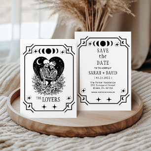 Zwarte tarot Goth save the date trouw uitnodiging