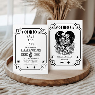 Zwarte tarot Goth save the date trouwuitnodiging Kaart