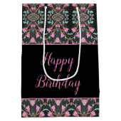 Zwarte tas met beschermlaag met Blauwgroen en roze Medium Cadeauzakje (Achterkant)