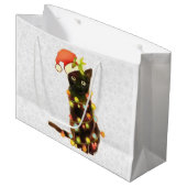 Zwarte tas met kerstverlichting, tas met wieltjes groot cadeauzakje (Voorkant Gekanteld)