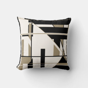 Zwarte Taupe op Off-White Geometrische Abstracte K Kussen