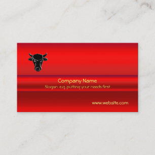 Zwarte Taurus Bull op rood chrome-look-effect Visitekaartje