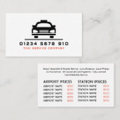 Zwarte Taxi Cab Logo, prijslijst Visitekaartje (Voorkant / Achterkant)