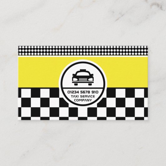 Zwarte Taxi Cab Omcirkeld Logo, prijslijst Visitekaartje (Voorkant)