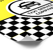 Zwarte taxi cab omcirkelde logo-advertentie poster (Hoek)