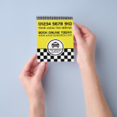 Zwarte taxi cab ronde logo met prijslijst flyer (Hand)