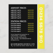 Zwarte taxi cab ronde logo met prijslijst flyer (Achterkant)