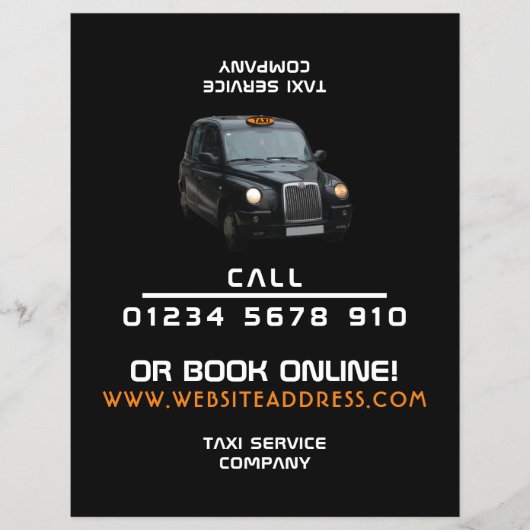 Zwarte Taxi met Prijslijst Flyer (Voorkant)