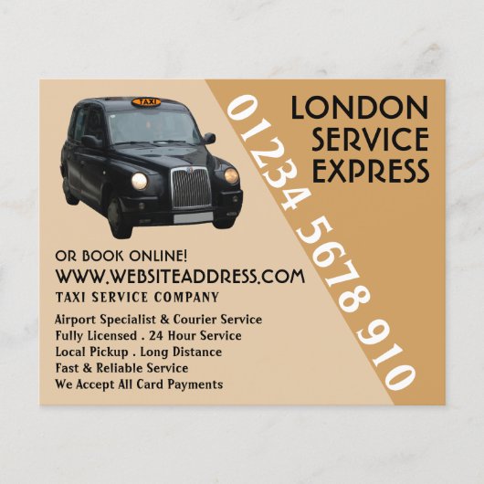 Zwarte Taxi met Prijslijst Flyer (Voorkant)