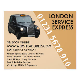 Zwarte taxi met prijslijst flyer