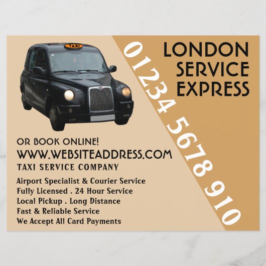 Zwarte Taxi met Prijslijst Flyer (Voorkant)