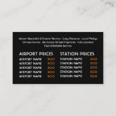 Zwarte taxi, prijslijst visitekaartje (Achterkant)