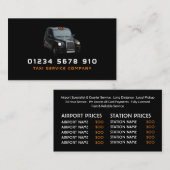 Zwarte taxi, prijslijst visitekaartje (Voorkant / Achterkant)