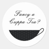 Zwarte Teacup Envelope Seal & Sticker (Voorkant)