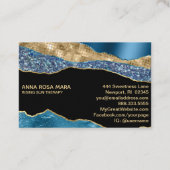 *~* Zwarte Teal Agate Geode Gouden Glitter Glam Visitekaartje (Achterkant)