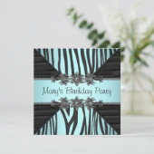 Zwarte Teal Blauwe Zebra Vrouw Gebedsfeest Kaart (Staand voorkant)
