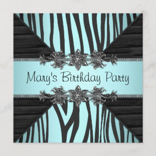 Zwarte Teal Blauwe Zebra Vrouw Gebedsfeest Kaart