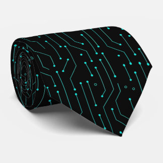 Zwarte Teal Geometrisch Patroon Stropdas