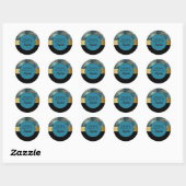 Zwarte Teal Gouden Boek Naam Plaat Sticker (Vel)