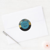 Zwarte Teal Gouden Boek Naam Plaat Sticker (Envelop)