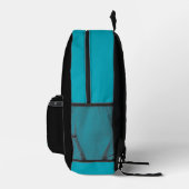 Zwarte Teal Monogram Bedrukte Rugzak (Rechts)
