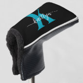 Zwarte Teal Monogram Golfheadcover (3/4 voorkant)
