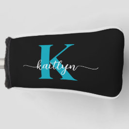 Zwarte Teal Monogram Golfheadcover