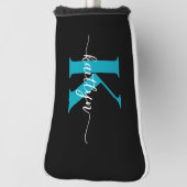 Zwarte Teal Monogram Golfheadcover (Draai 90)