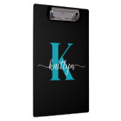 Zwarte Teal Monogram Klembord (Rechts)