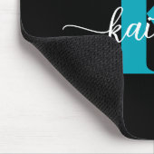 Zwarte Teal Monogram Muismat (Hoek)