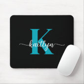 Zwarte Teal Monogram Muismat (Met muis)