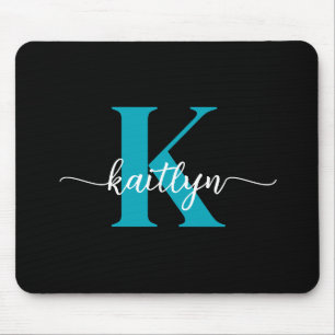 Zwarte Teal Monogram Muismat