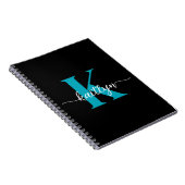 Zwarte Teal Monogram Notitieboek (Rechterzijde)